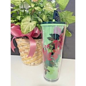 New Starbucks 24oz Tumbler Color Changing Mint Poinsettia Rare 2021 Christmas